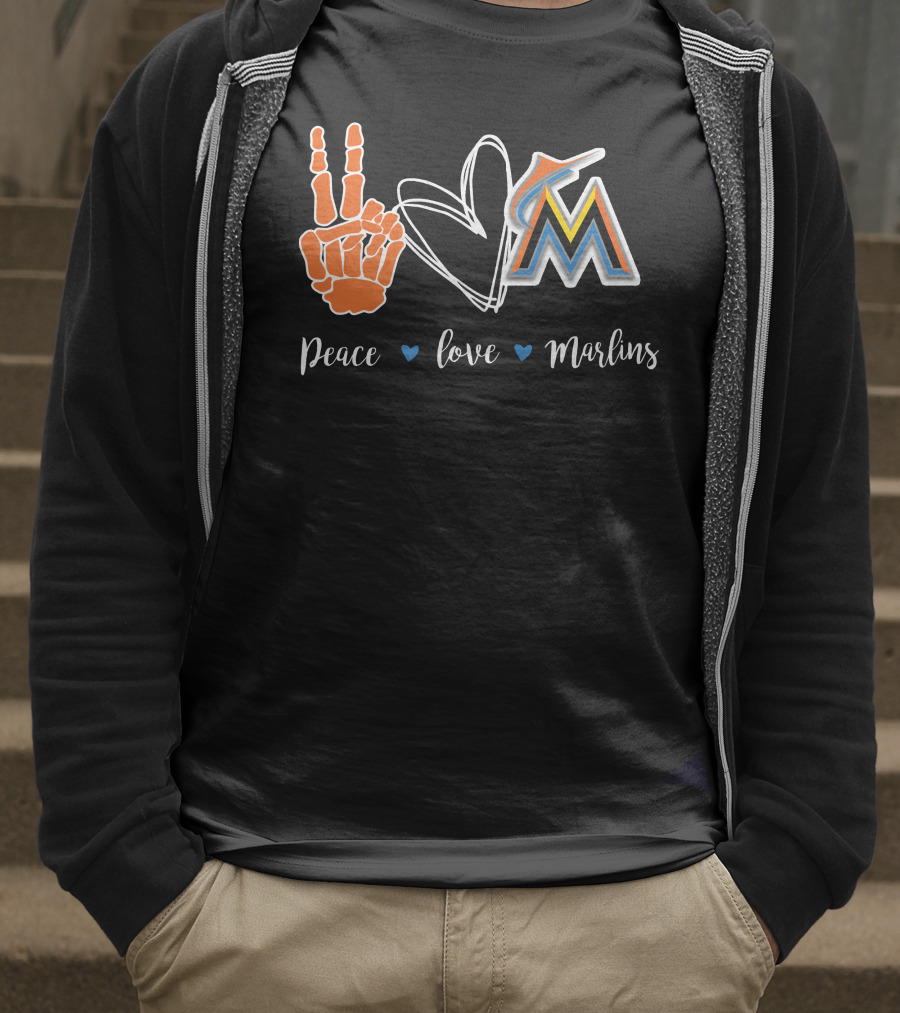Peace Love Miami Marlins T-Shirt