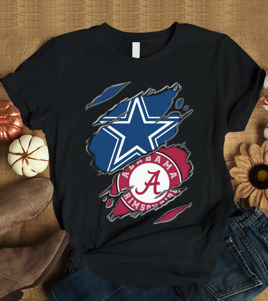 Dallas Cowboys Star Alabama Crimson Tide Crimson And White T-Shirt