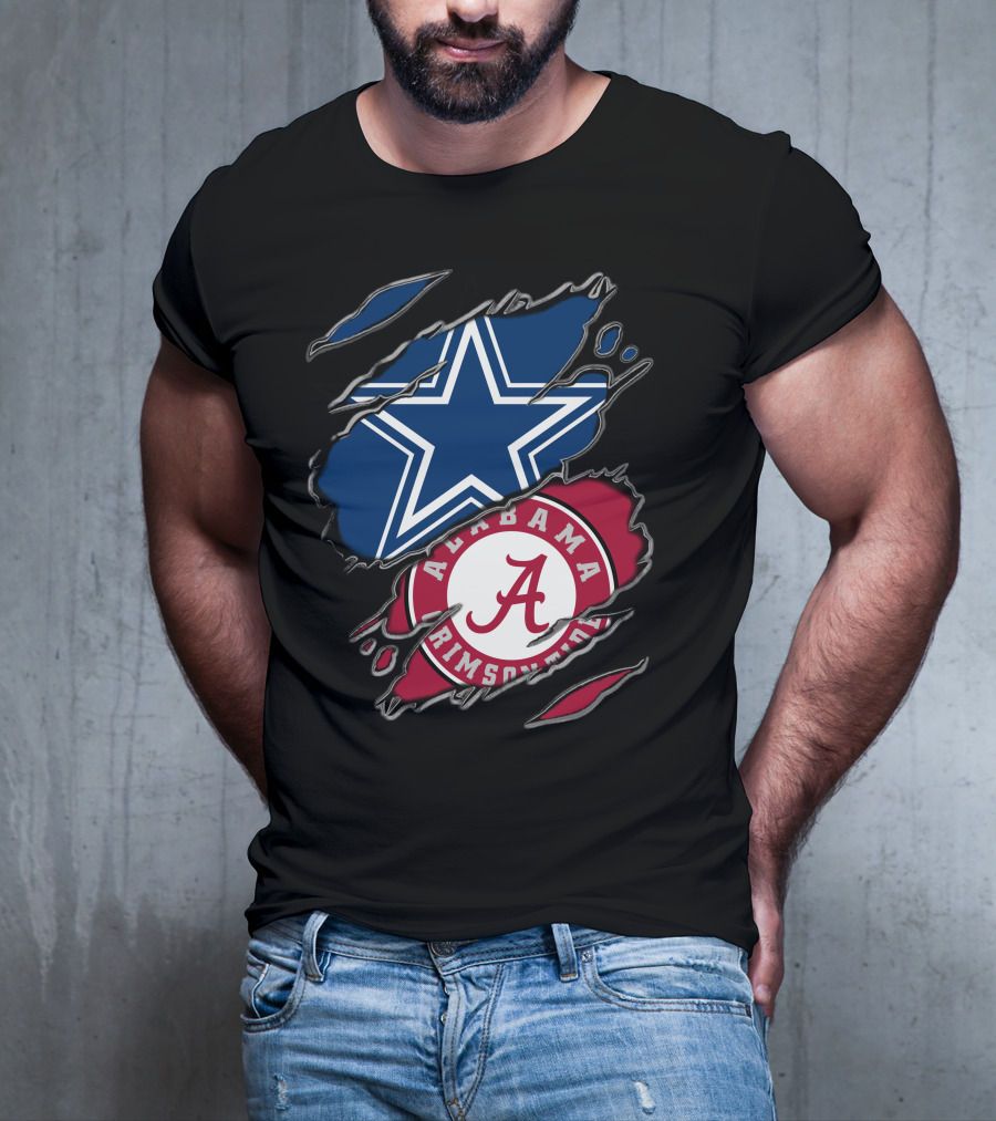 Dallas Cowboys Star Alabama Crimson Tide Crimson And White T-Shirt