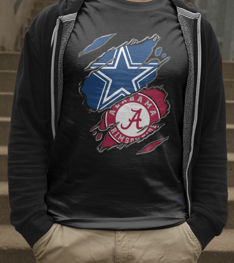 Dallas Cowboys Star Alabama Crimson Tide Crimson And White T-Shirt