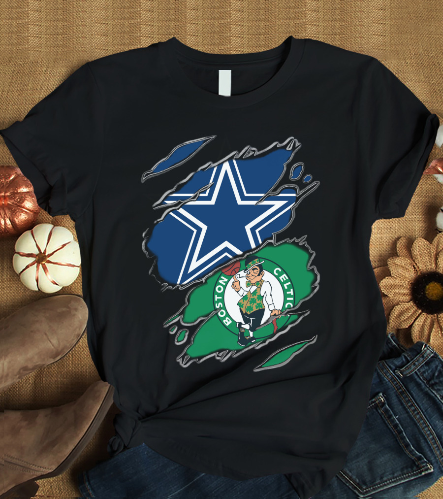 Dallas Cowboys And Boston Celtics Sports Fans Unite T-Shirt