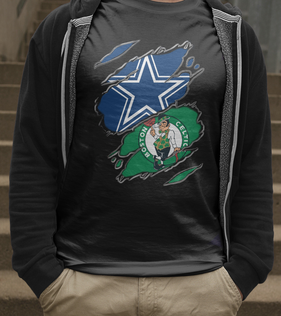 Dallas Cowboys And Boston Celtics Sports Fans Unite T-Shirt