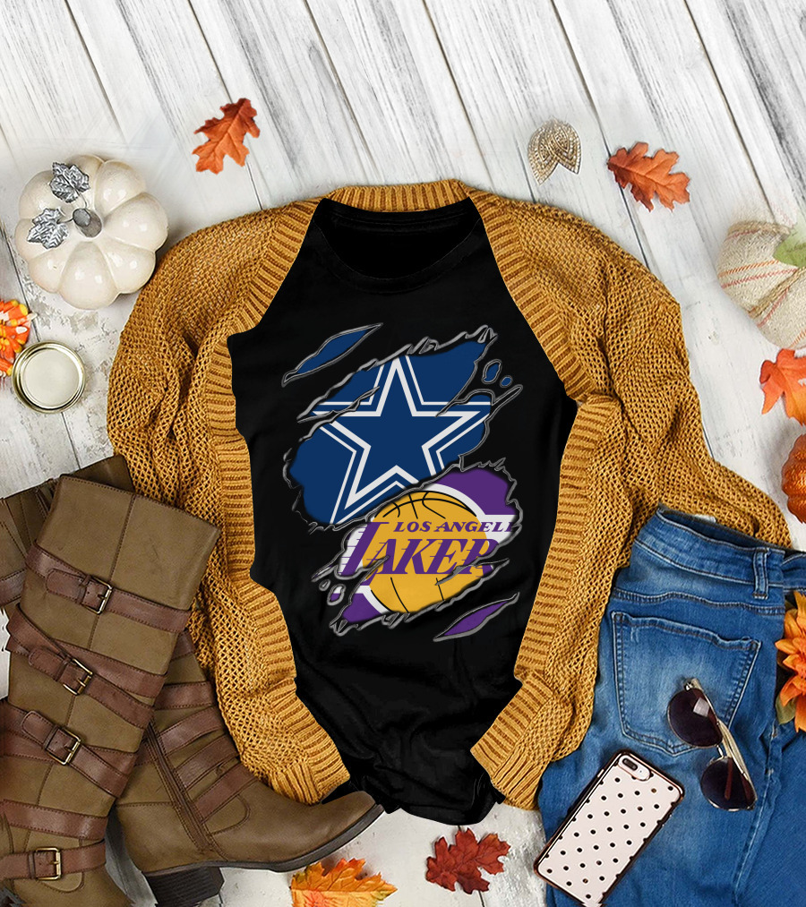 Dallas Cowboys Los Angeles Lakers Fan Crossover T-Shirt