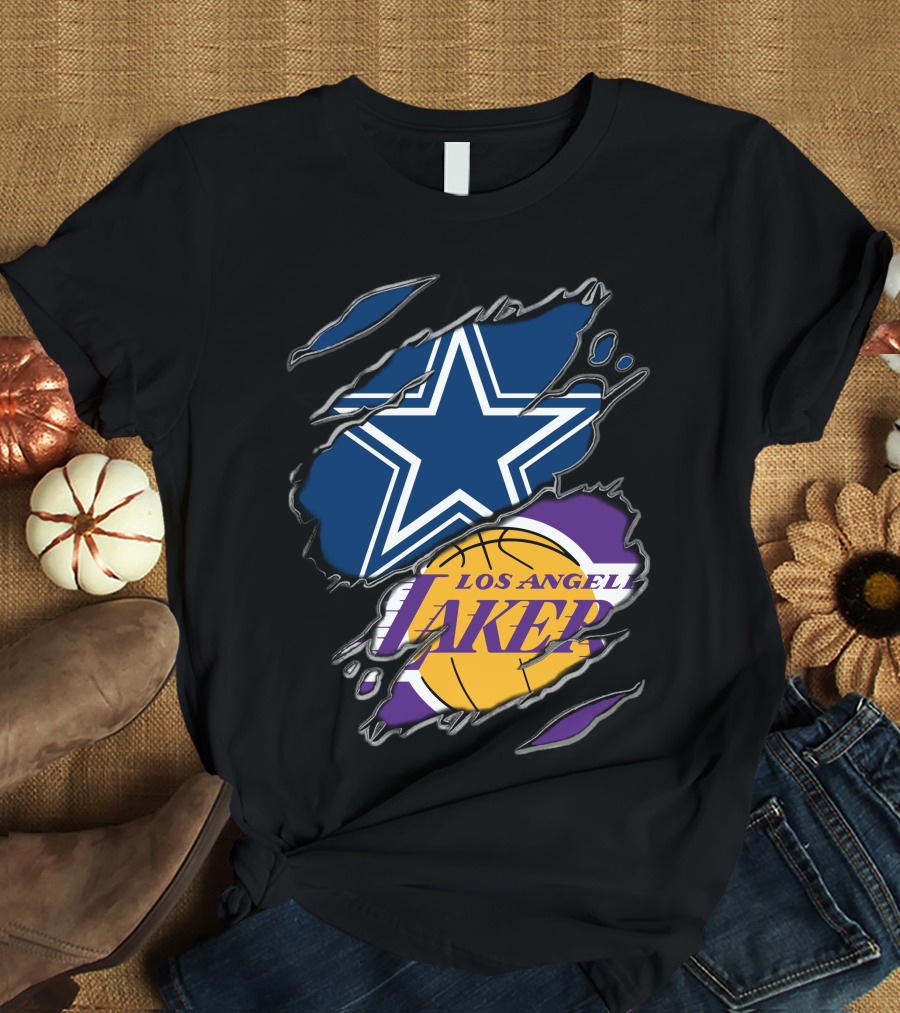 Dallas Cowboys Los Angeles Lakers Fan Crossover T-Shirt