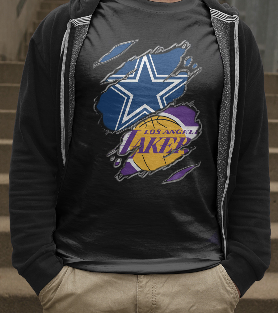 Dallas Cowboys Los Angeles Lakers Fan Crossover T-Shirt