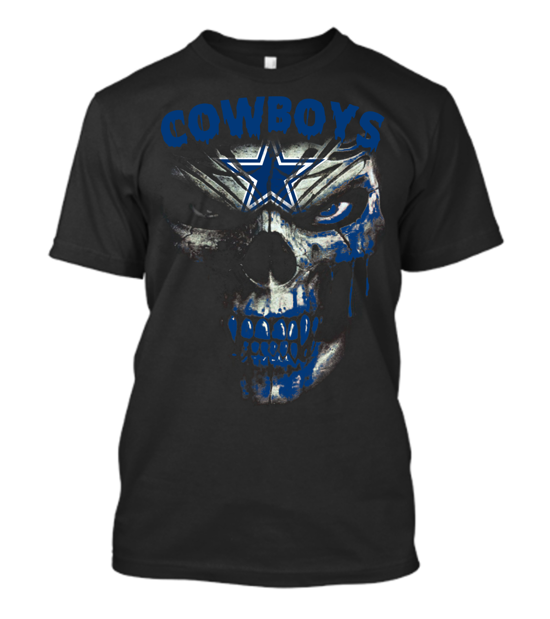 Cowboys Skull With Blue Star Dripping Face T-Shirt