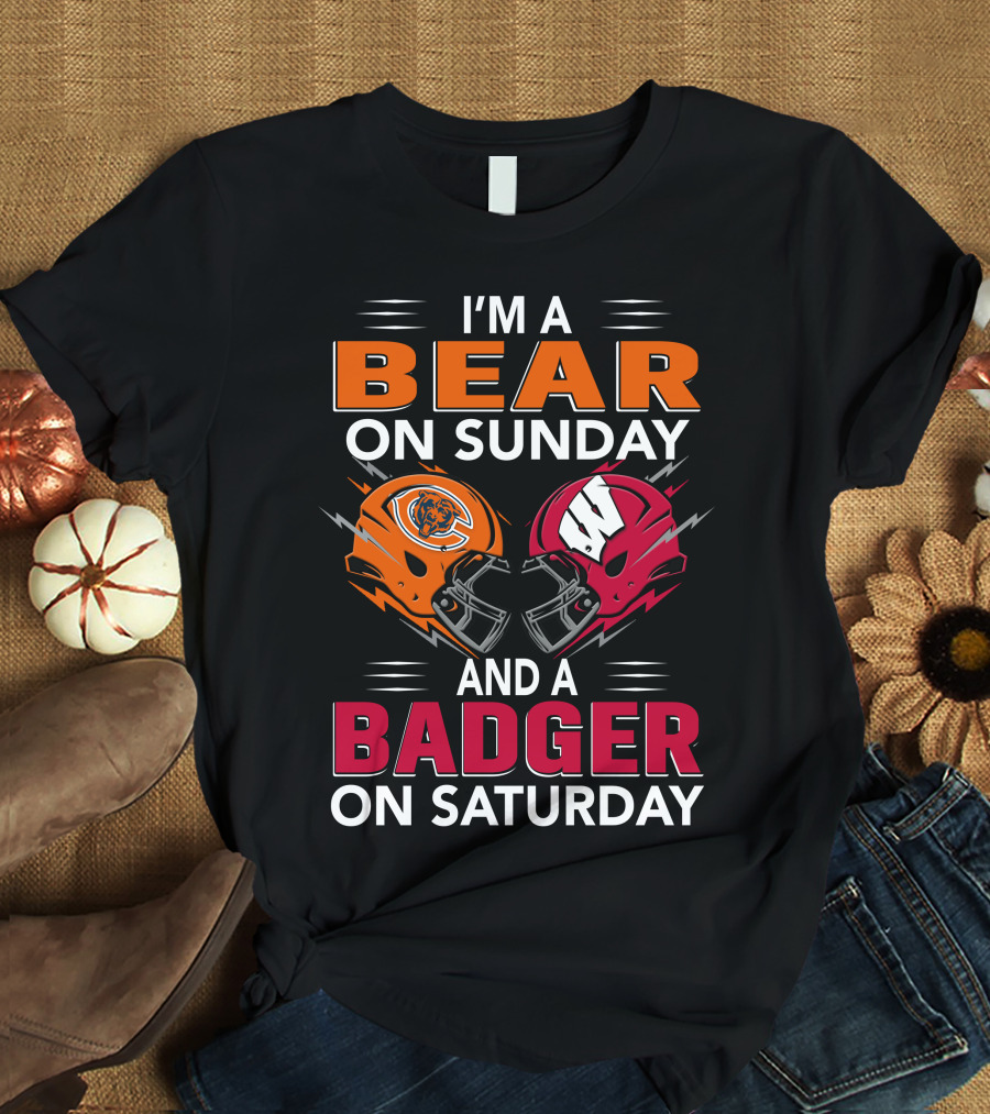 I'm A Bear On Sunday And A Badger On Saturday Football Helmets T-Shirt