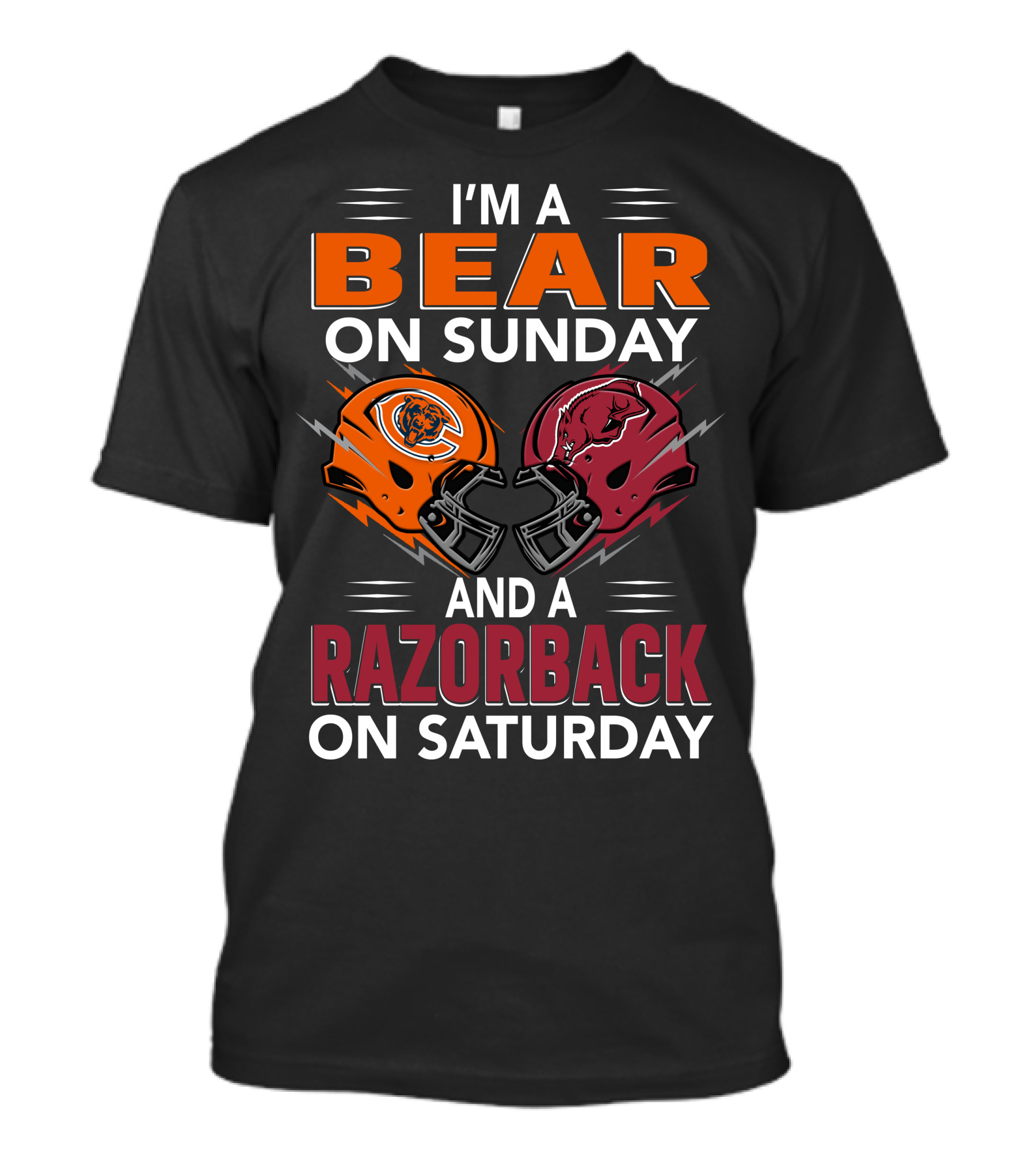 I'm A Bear On Sunday And A Razorback On Saturday Sports Football Helmets T-Shirt