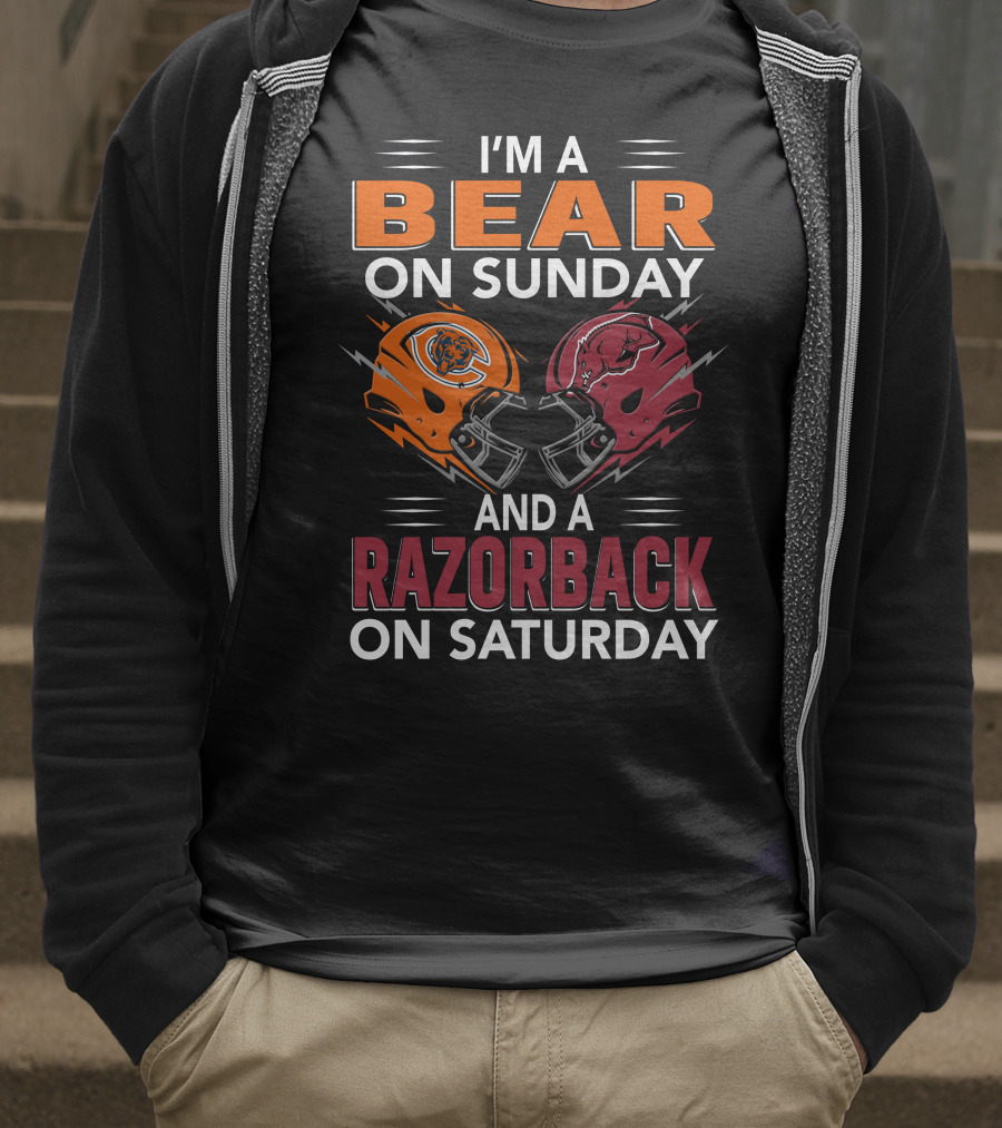 I'm A Bear On Sunday And A Razorback On Saturday Sports Football Helmets T-Shirt