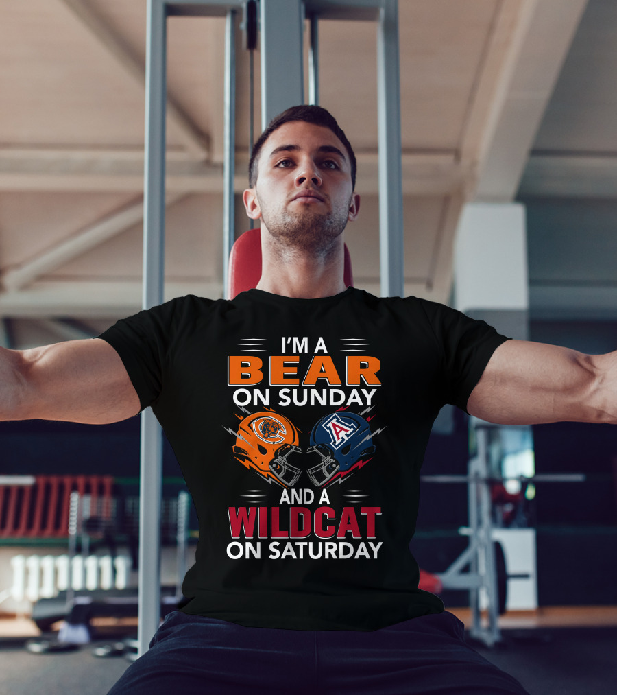 I'm A Bear On Sunday And A Wildcat On Saturday Football Helmet T-Shirt