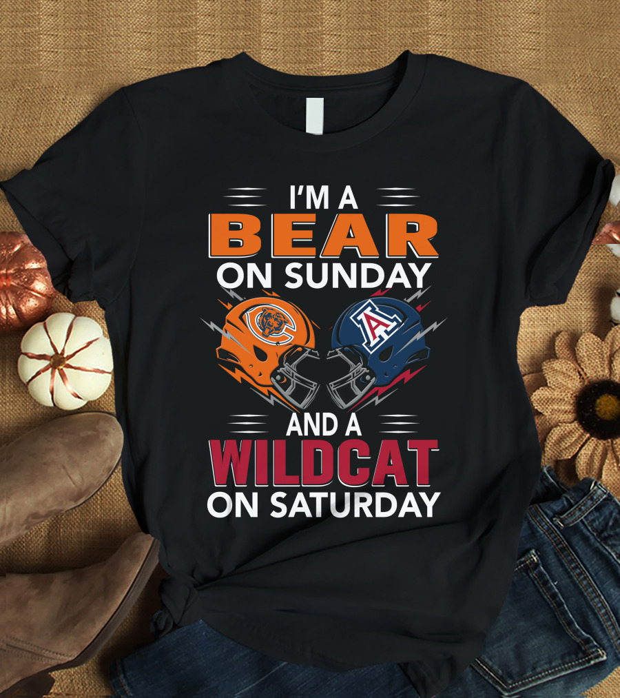 I'm A Bear On Sunday And A Wildcat On Saturday Football Helmet T-Shirt