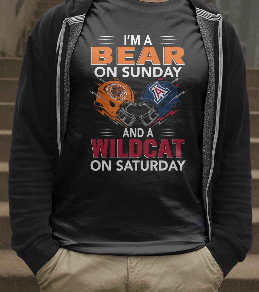 I'm A Bear On Sunday And A Wildcat On Saturday Football Helmet T-Shirt