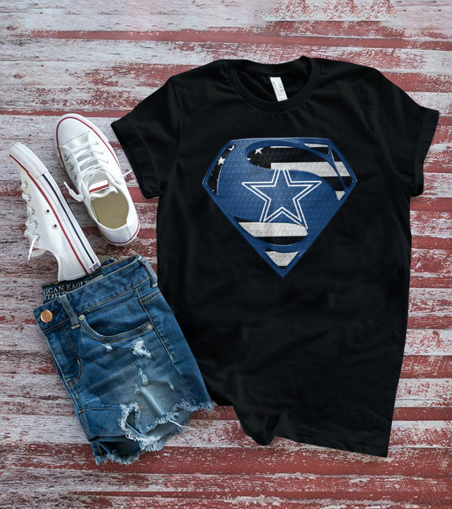 Dallas Cowboys Superman Star Emblem Flag T-Shirt