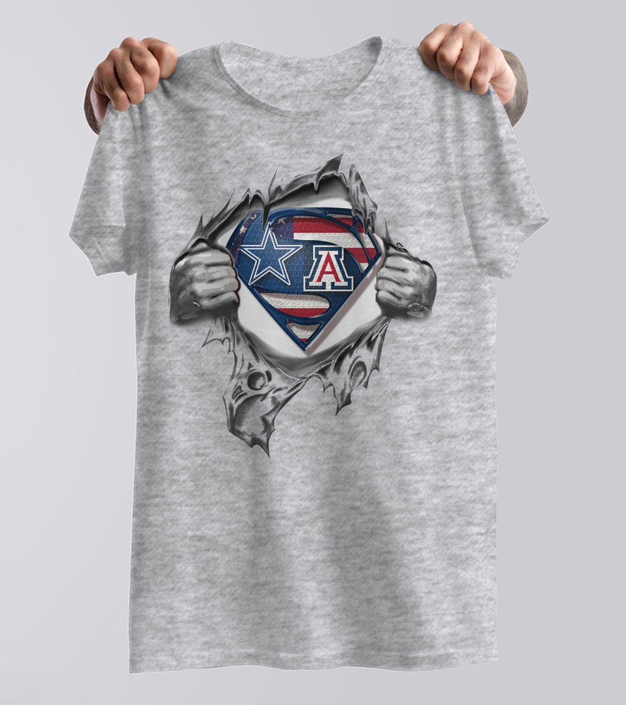 Dallas Cowboys Arizona Wildcats Logo Superman Shield T-Shirt