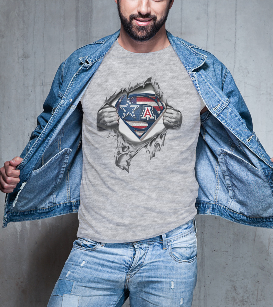 Dallas Cowboys Arizona Wildcats Logo Superman Shield T-Shirt