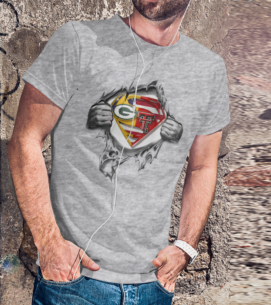 Packers Texas Tech Superhero Symbol Peeking T-Shirt