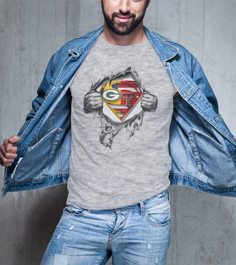 Packers Texas Tech Superhero Symbol Peeking T-Shirt