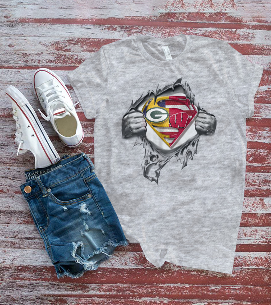 Packers Wisconsin Badgers Superman Logo Fusion T-Shirt