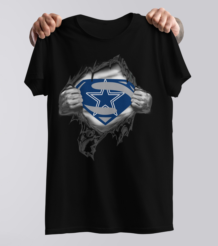 COWBOYS Superman Star Logo Rip T-Shirt