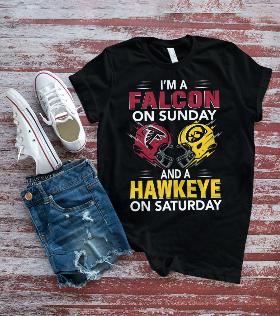 I'm A Falcon On Sunday And A Hawkeye On Saturday Football Helmets T-Shirt
