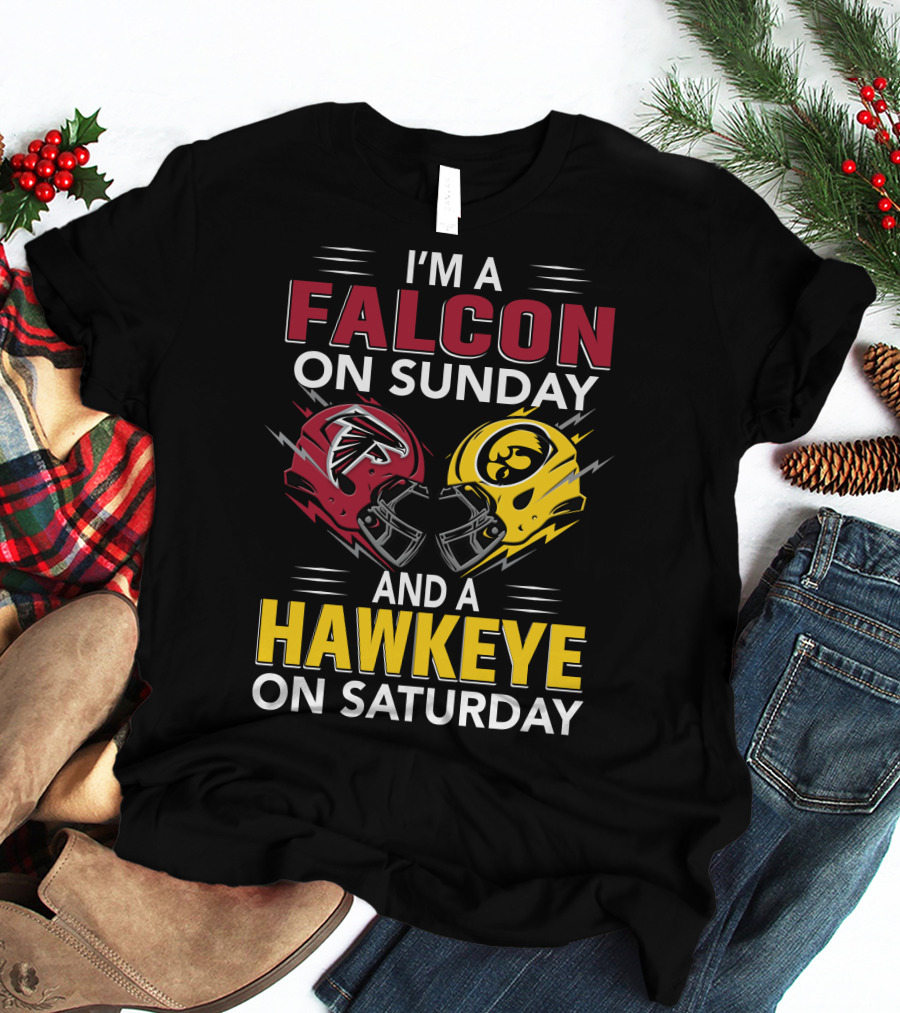 I'm A Falcon On Sunday And A Hawkeye On Saturday Football Helmets T-Shirt