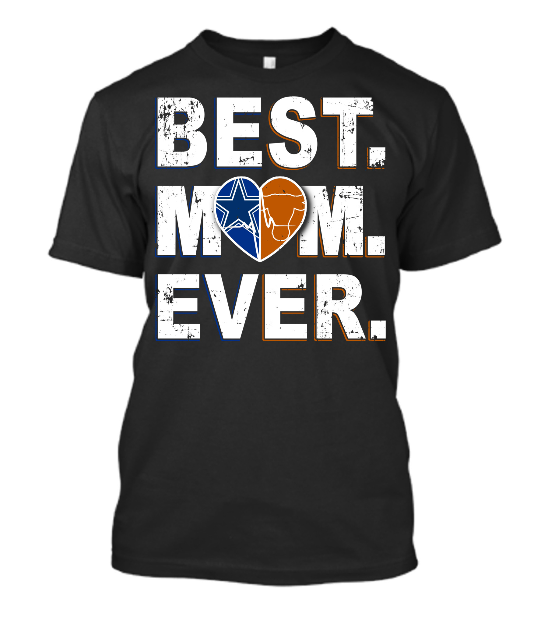 Best Mom Ever Cowboys Star And Longhorn Heart T-Shirt