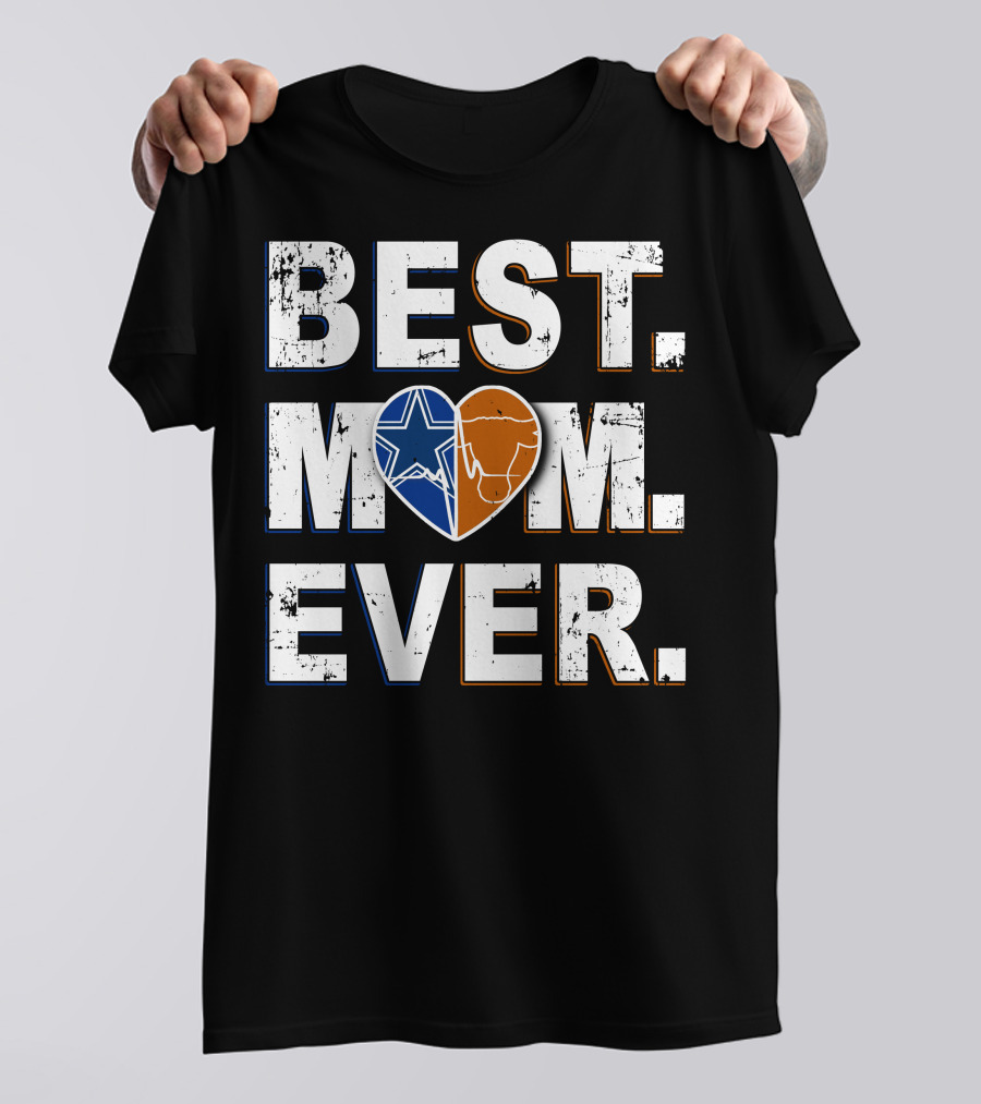 Best Mom Ever Cowboys Star And Longhorn Heart T-Shirt
