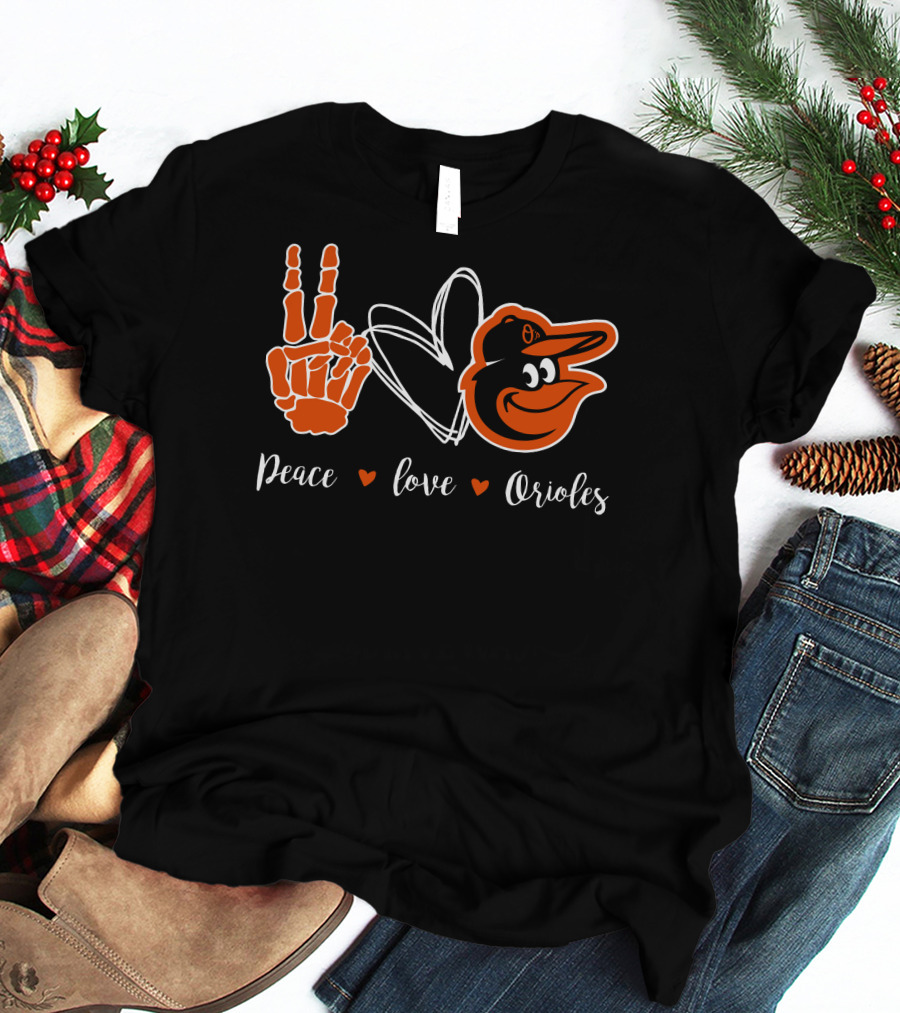Peace Love Orioles Baltimore Orioles T-Shirt