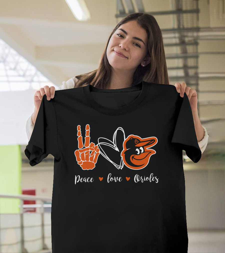 Peace Love Orioles Baltimore Orioles T-Shirt
