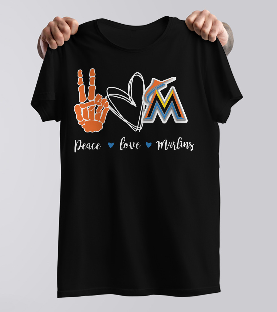 Peace Love Marlins Miami Marlins T-Shirt