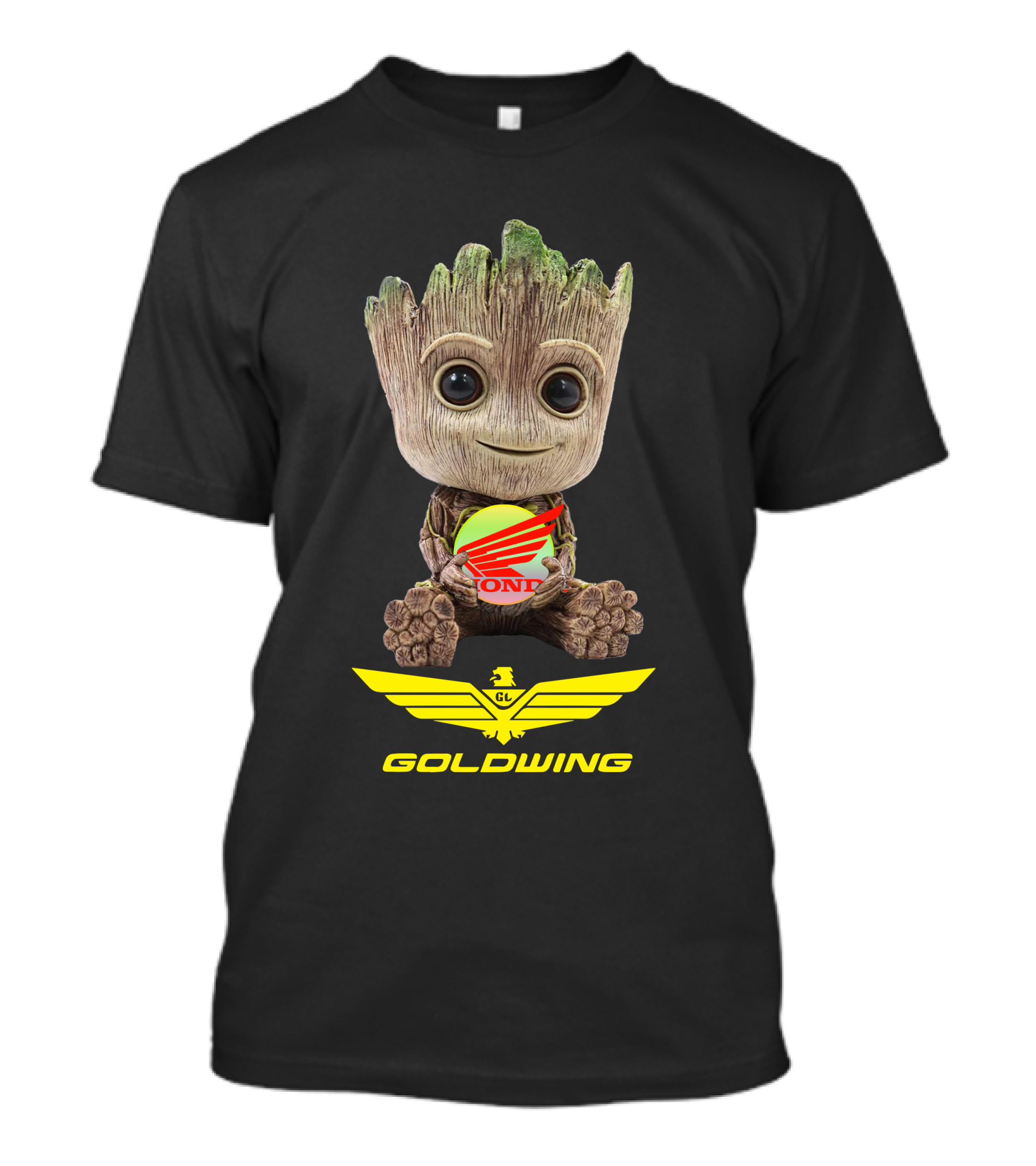 GOLDWING Honda Logo Tree Character Yellow Wings T-Shirt