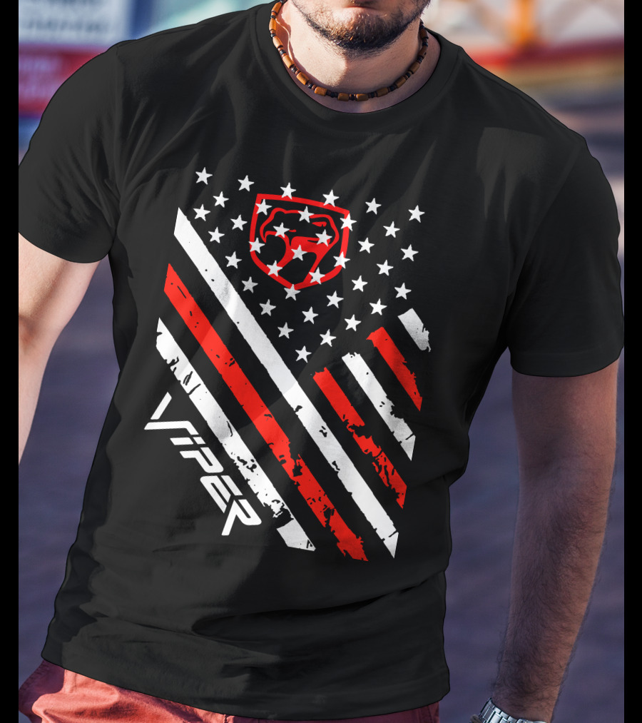 Dodge Viper American Flag Stripes And Stars T-Shirt