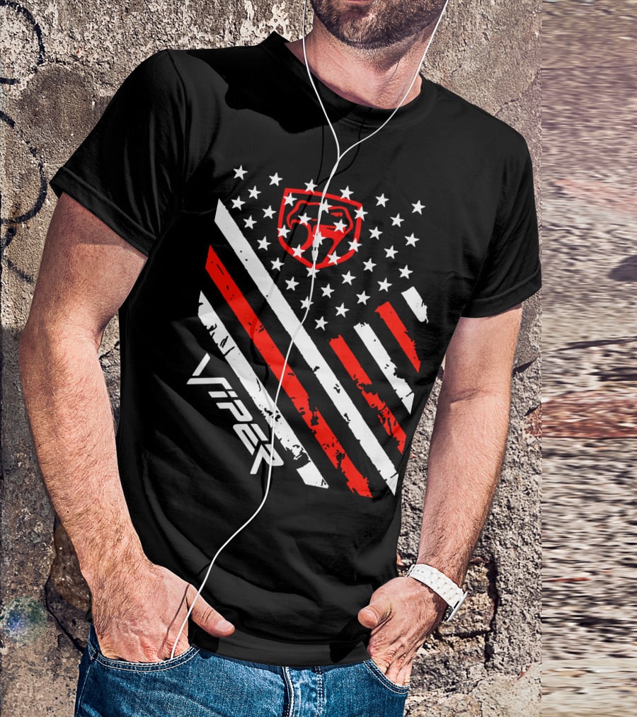 Dodge Viper American Flag Stripes And Stars T-Shirt