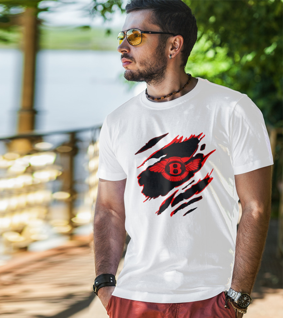 Bentley Red Winged Logo With Claw Marks T-Shirt