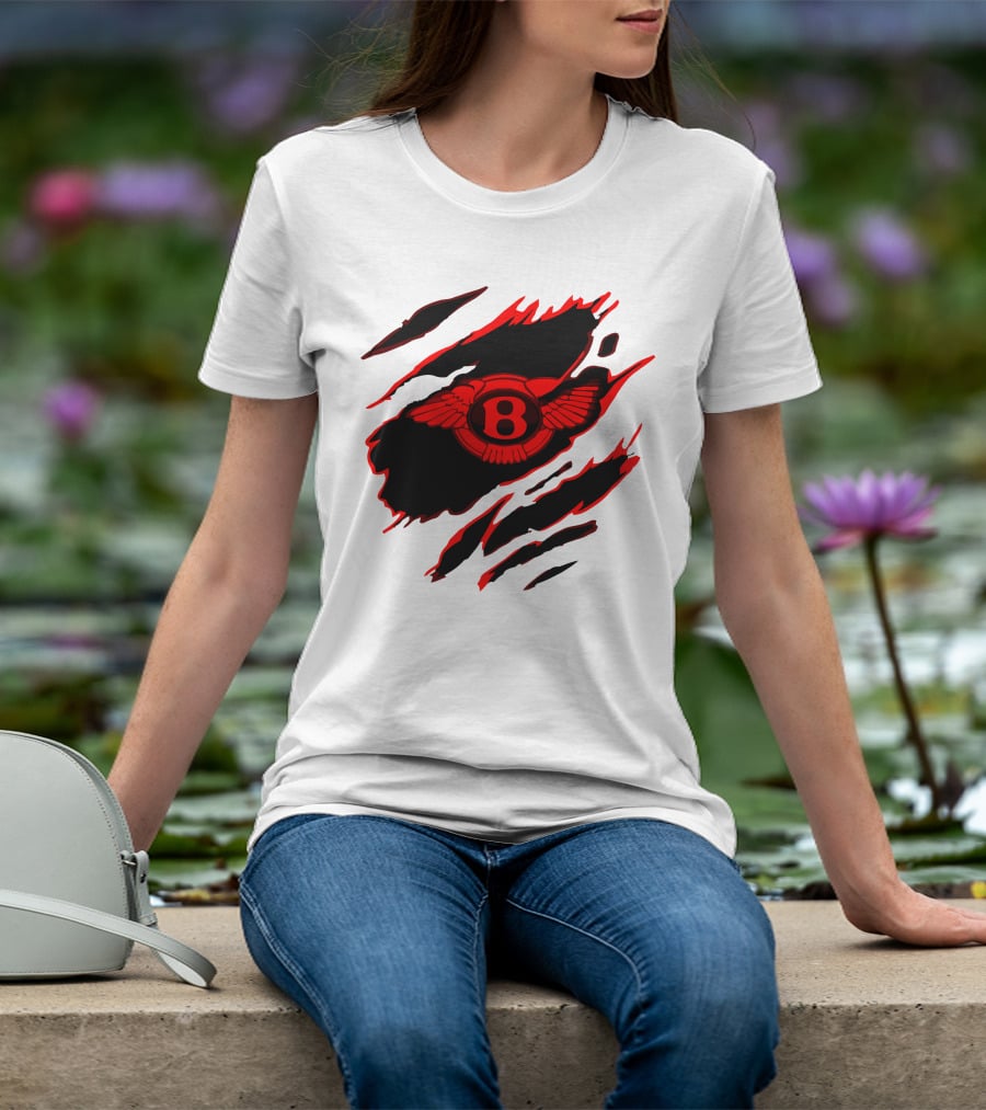 Bentley Red Winged Logo With Claw Marks T-Shirt