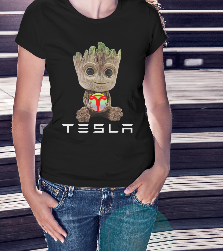 TESLA Groot Holding Logo Balls T-Shirt
