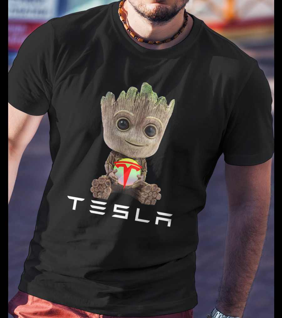 TESLA Groot Holding Logo Balls T-Shirt