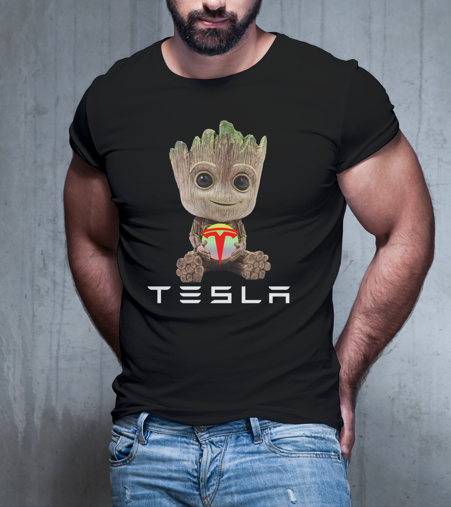 TESLA Groot Holding Logo Balls T-Shirt