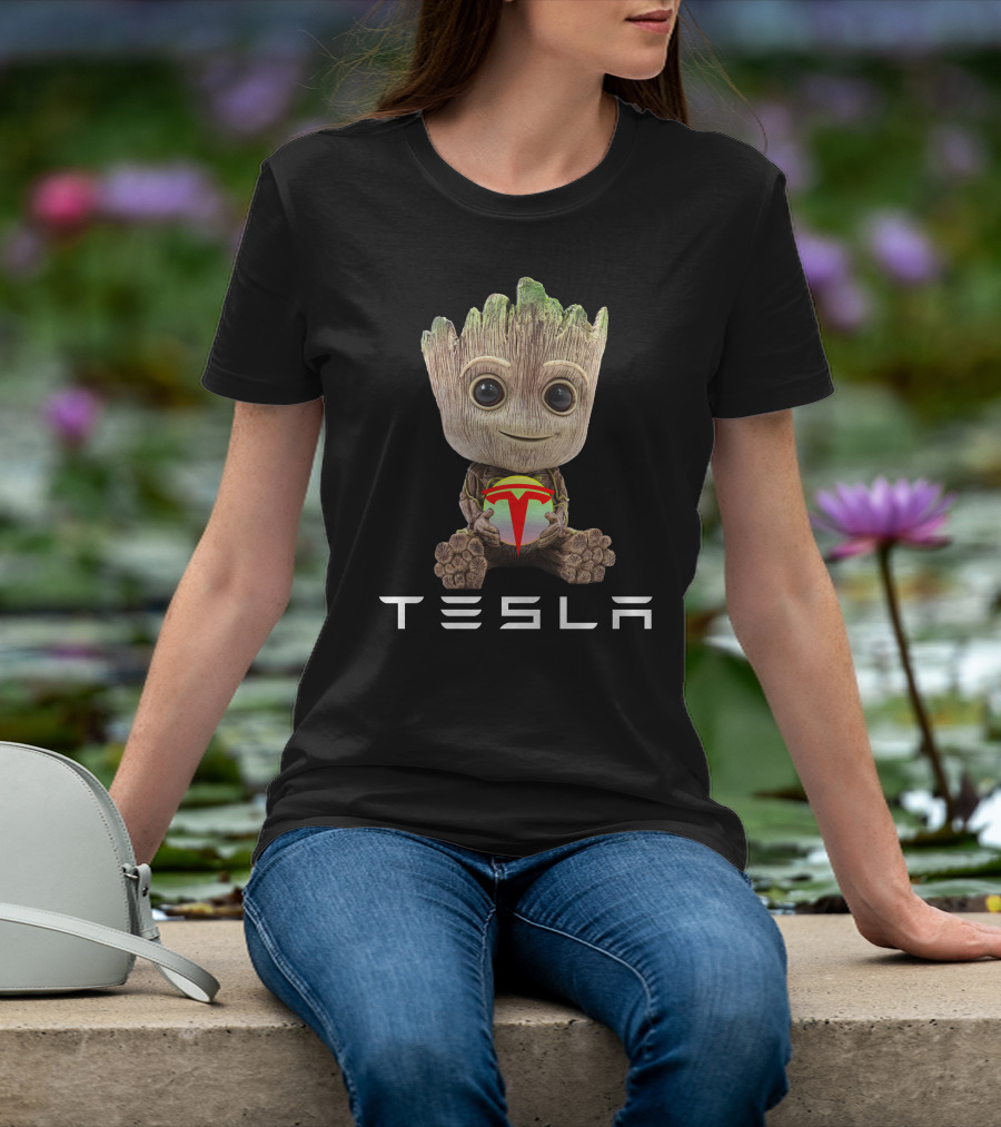 TESLA Groot Holding Logo Balls T-Shirt