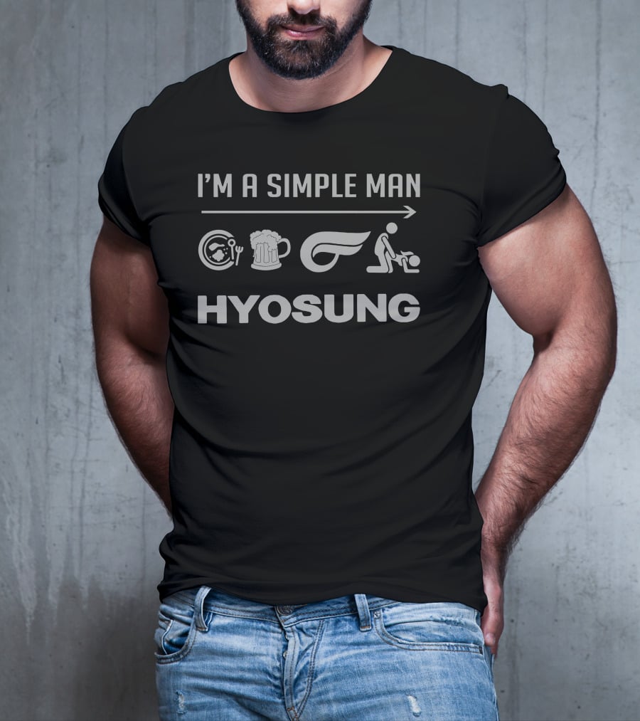 I'M A SIMPLE MAN HYOSUNG Beer Motorcycle Iconography T-Shirt