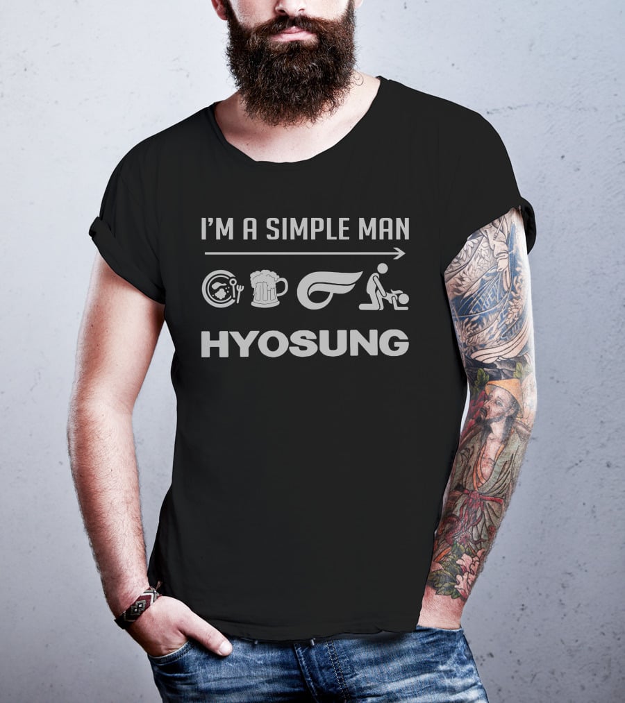 I'M A SIMPLE MAN HYOSUNG Beer Motorcycle Iconography T-Shirt