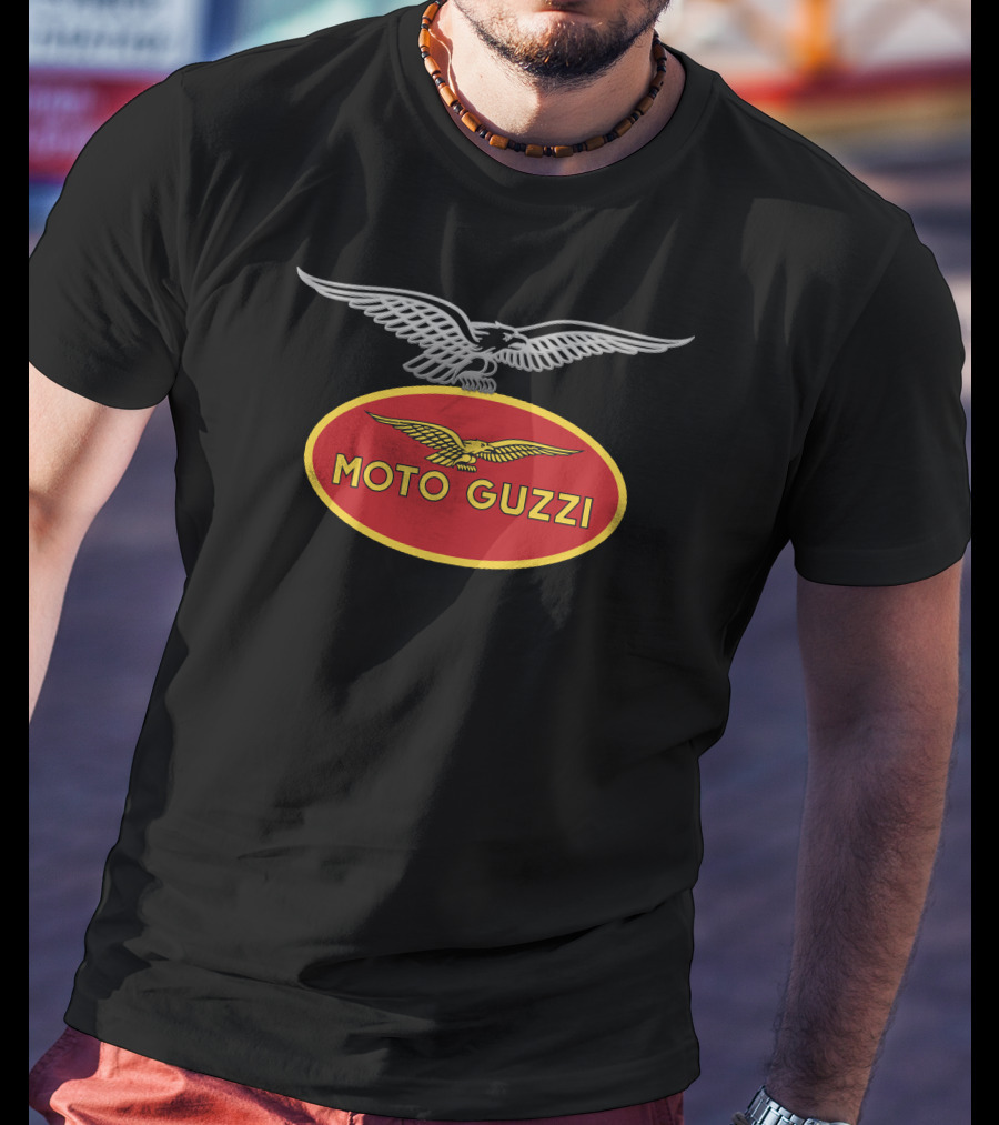 MOTO GUZZI Red Oval Emblem With Silver Eagle T-Shirt