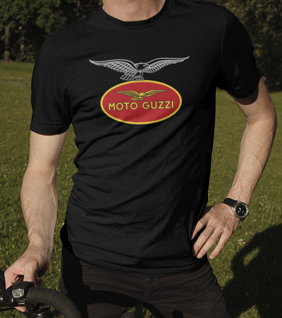 MOTO GUZZI Red Oval Emblem With Silver Eagle T-Shirt