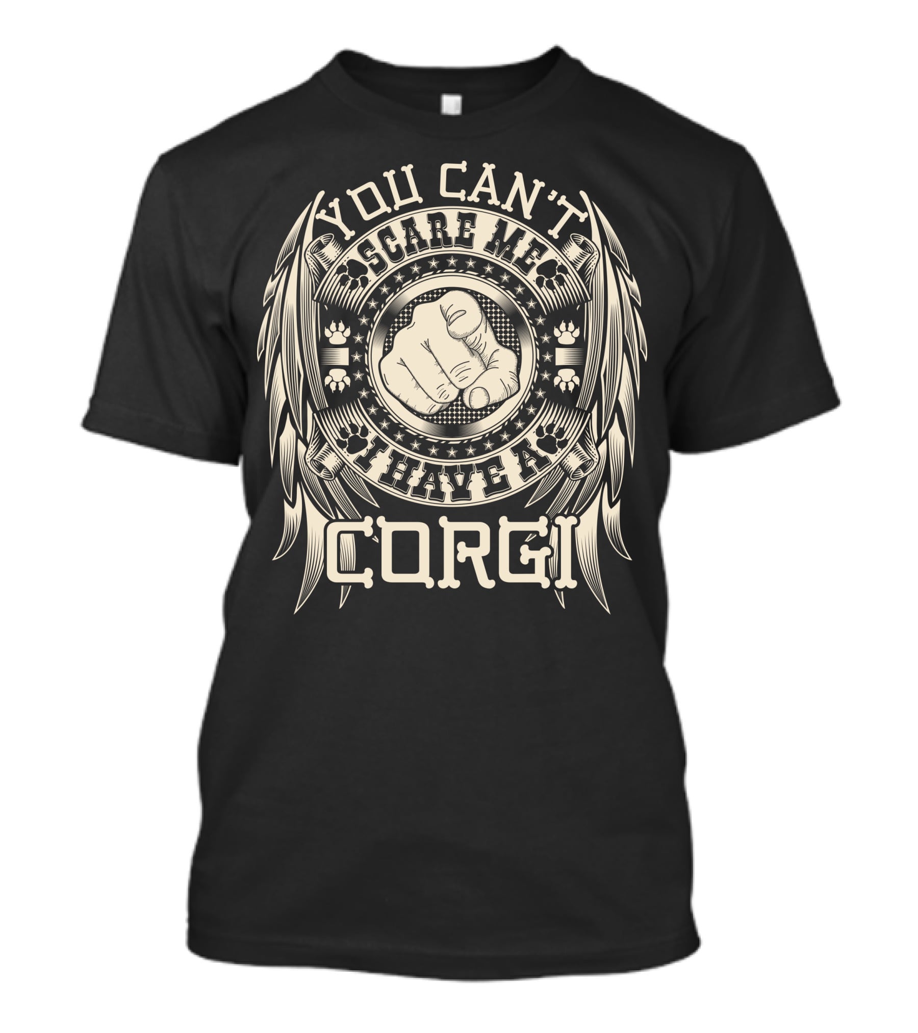 You Can't Scare Me I Have A Corgi Paw Print Stars Badge T-Shirt
