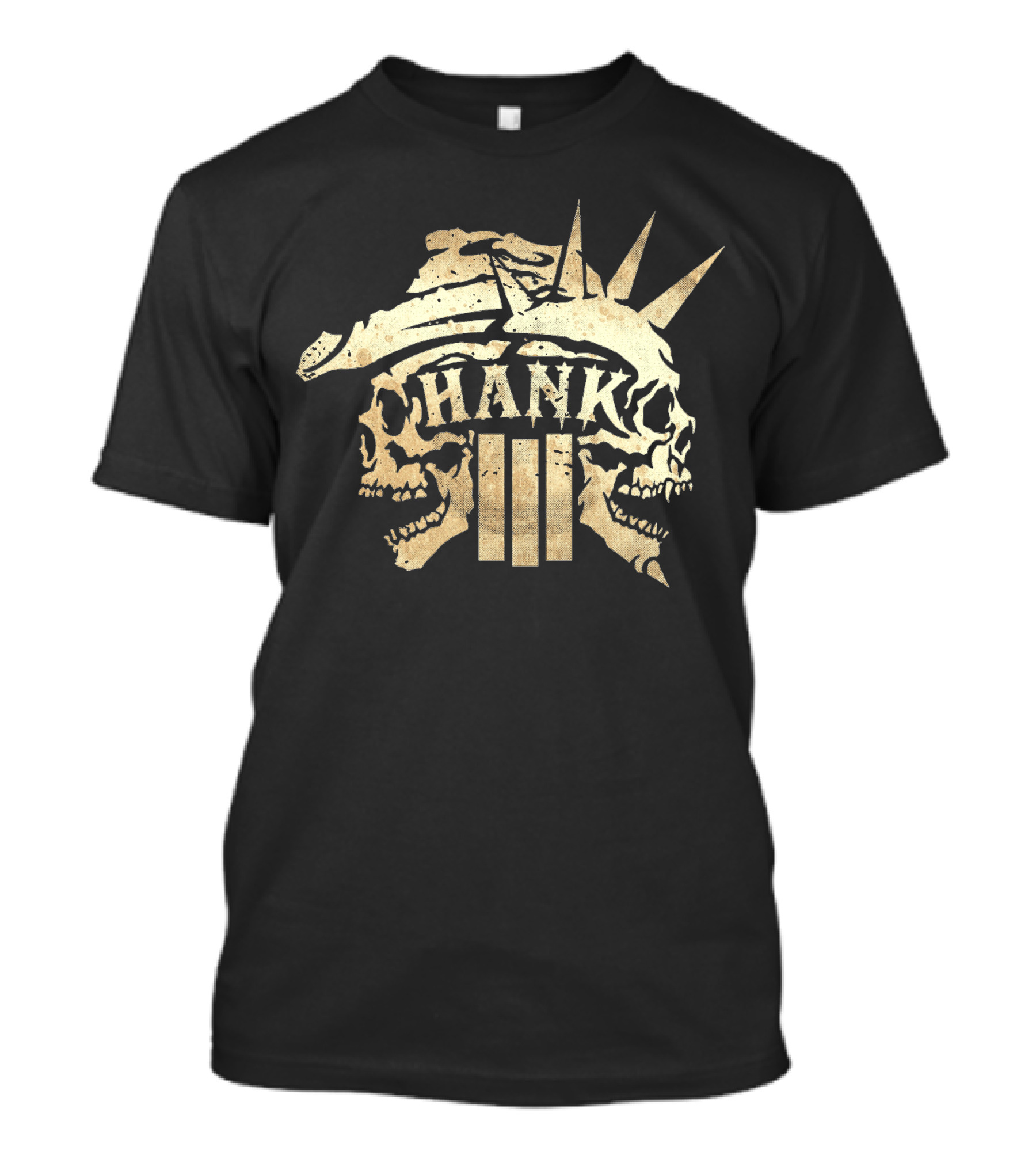 Hank III Skull Design With Statue Of Liberty Crown T-Shirt
