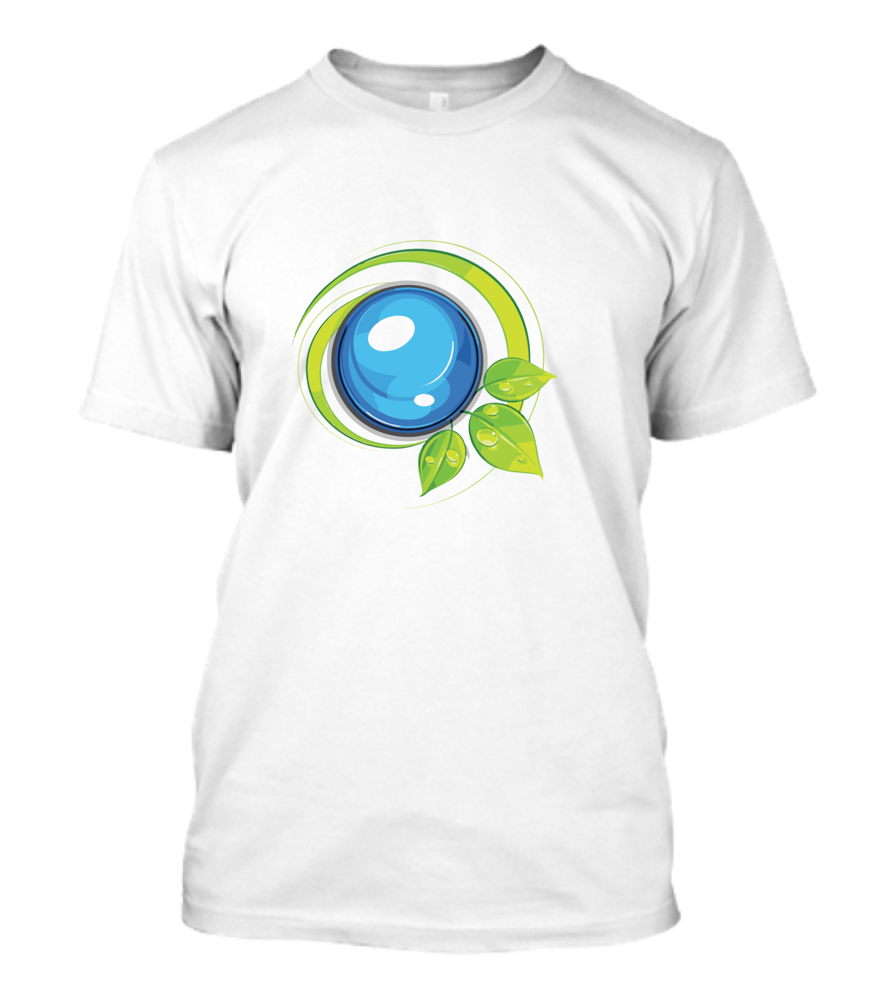 Leafy Blue Orb With Green Leaves T-Shirt