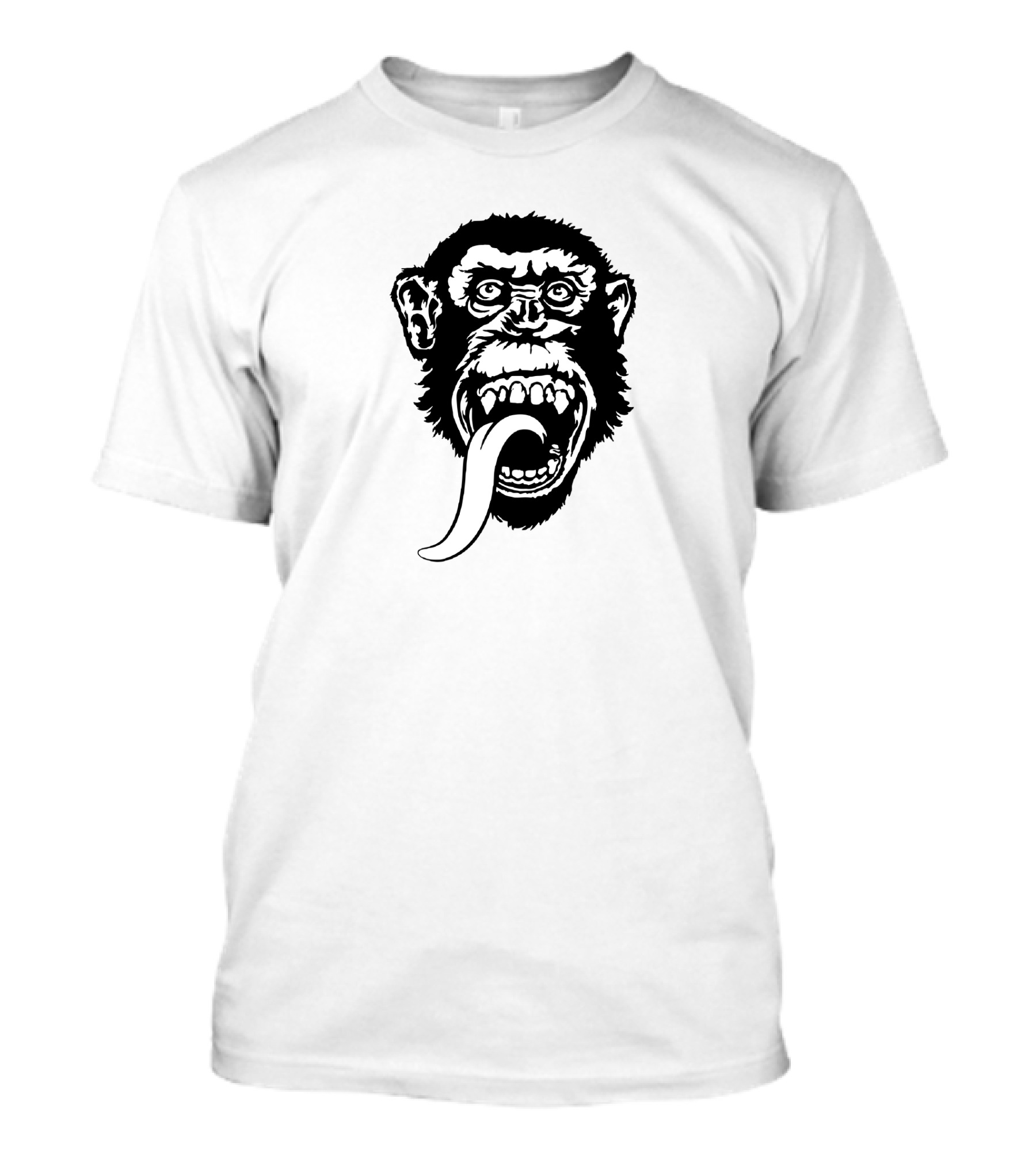 Gas Monkey Tongue-Out Black And White Monkey Head T-Shirt