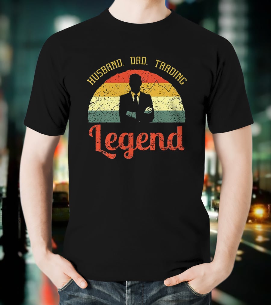 Husband Dad Trading Legend Vintage Style Silhouette Day Trader Investor T-Shirt