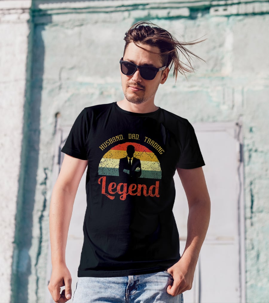Husband Dad Trading Legend Vintage Style Silhouette Day Trader Investor T-Shirt
