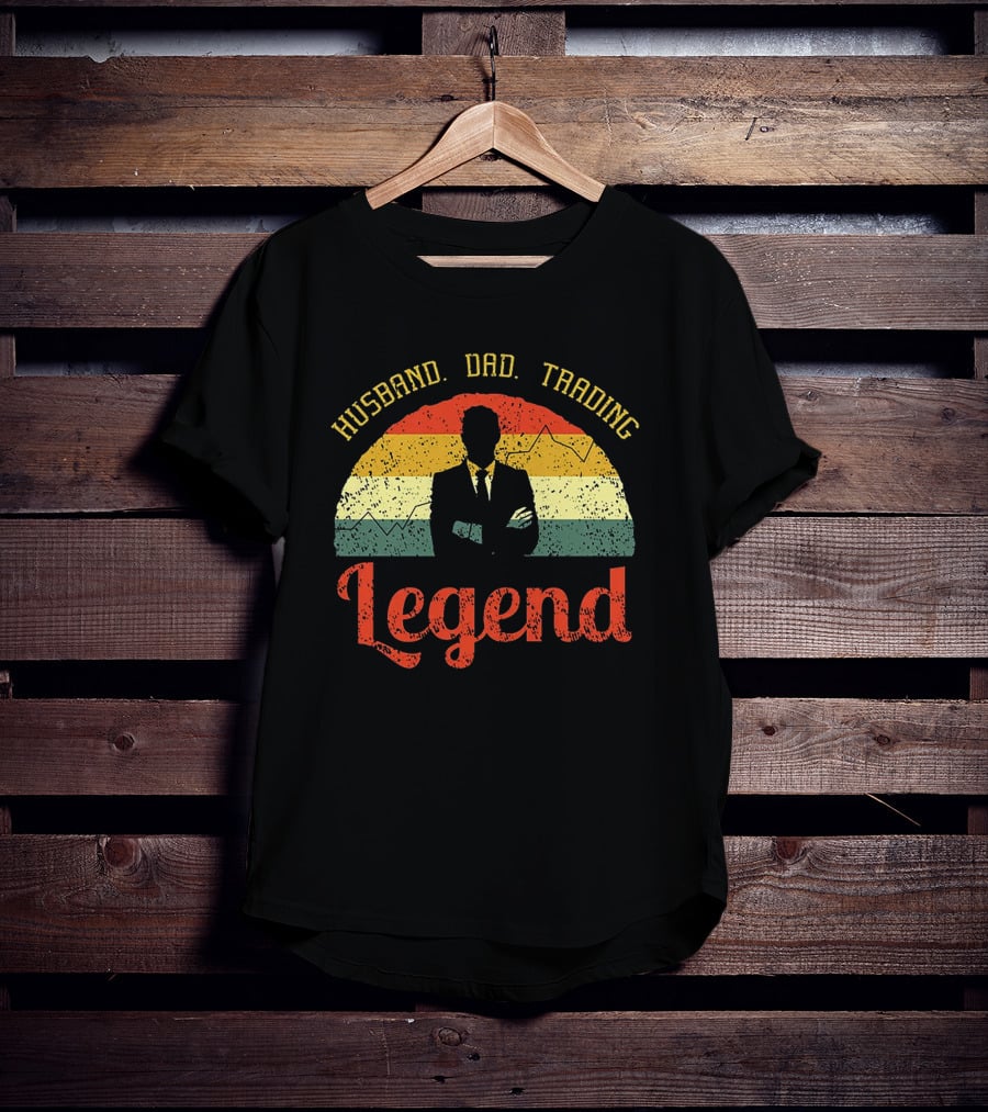 Husband Dad Trading Legend Vintage Style Silhouette Day Trader Investor T-Shirt